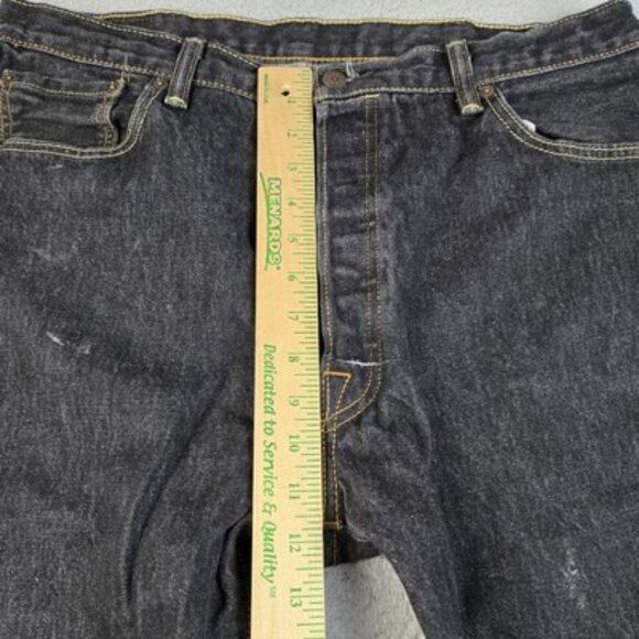 Levi's 501 Jeans Mens 38x34 Black Straight Leg Classic Button Fly American Denim - Picture 4 of 14